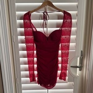 Oh Polly Hot Pink Halter Bustier Dress